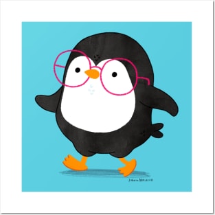 Penguin with glasses Posters and Art